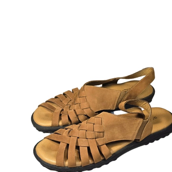 Sonoma HOLLYโ Woven Tan Nubuck Leather Sandals Women's Size 9 Slip-On Slingback - Picture 5 of 8